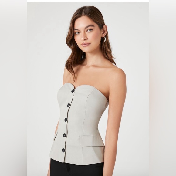 Cherry Mellow Sweetheart Button Front Tube Top - Picture 2 of 4